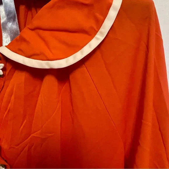 Vintage orange nightgown with embroidered flower snap buttons - size M/L - Picture 9 of 16